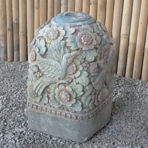 Product image of the product “Balinese Stand for Umbrella or Flag - Old Style - Made from cement and taro sand, several parts, Approx. 50cm height ”